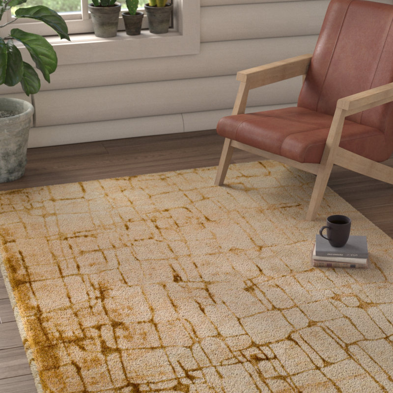 World Menagerie Rubalcaba Cream/Gold Area Rug & Reviews Wayfair.co.uk